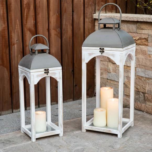 Glitzhome Glitzhome Set Of 2 Modern Farmhouse Wooden Lantern