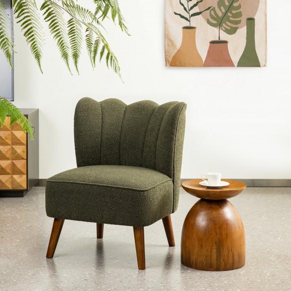 Glitzhome Glitzhome Set Of 2 Modern Hunter Green Upholstered Vertical Ripple Channel Tufted Accent Chair With Rubber Wood Legs