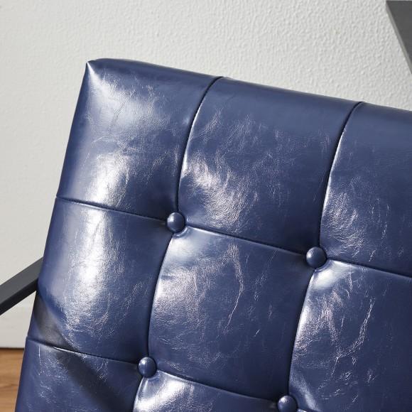 Glitzhome Glitzhome Set Of 2 Modern Navy Blue Leatherette Accent Armchair With Black Metal Frame
