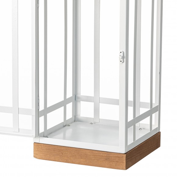 Glitzhome Glitzhome Set Of 2 Modern Square Metal/Wood White Lanterns