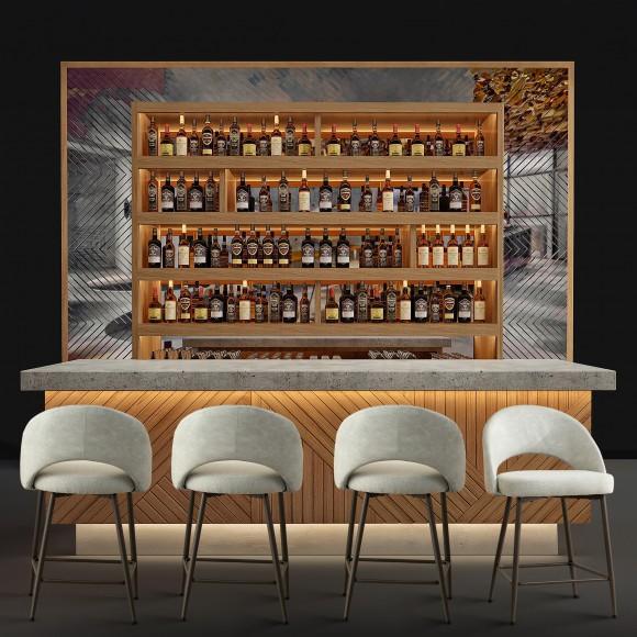 Glitzhome Glitzhome Set Of 2 Modern Two-Tone Color Counter Stool With Brown Metal Tapered Legs - Grey Fabric & Leatherette