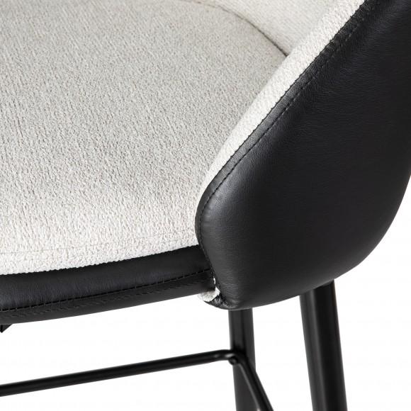 Glitzhome Glitzhome Set Of 2 Modern Two-tone Color Swivel Bar Stool With Metal Black Tapered Legs- Black Leatherette Mixed Beige Chenille Fabric