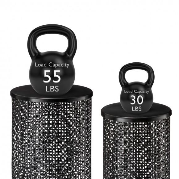 Glitzhome Glitzhome Set Of 2 Multi-functional Metal Black Garden Stool Or Planter Stand Or Accent Table Or Side Table