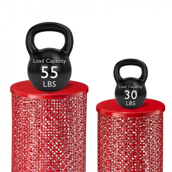 Glitzhome Glitzhome Set Of 2 Multi-functional Metal Red Garden Stool Or Planter Stand Or Accent Table Or Side Table