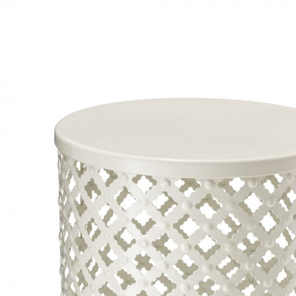 Glitzhome Glitzhome Set Of 2 Multi-functional Metal White Garden Stool Or Planter Stand Or Accent Table Or Side Table