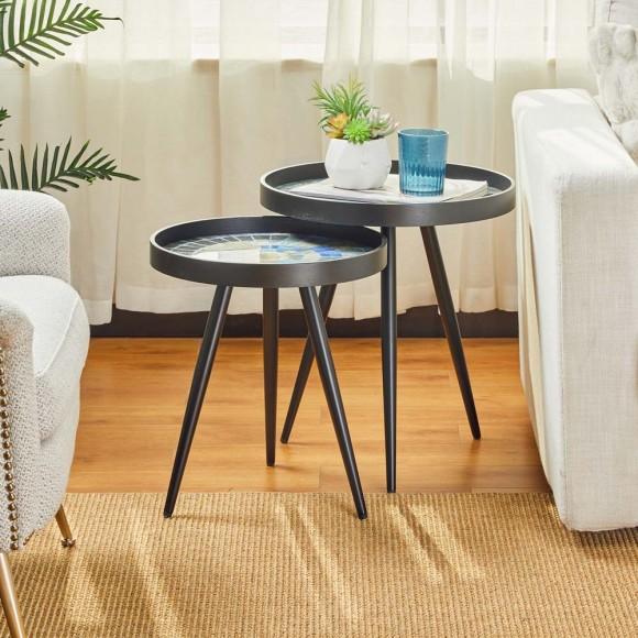 Glitzhome Glitzhome Set Of 2 Nesting Accent Table With Mosaic Pattern Tray Top