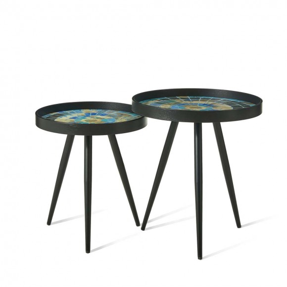 glitzhome Glitzhome Set of 2 Nesting Accent Table with Mosaic Pattern Tray Top