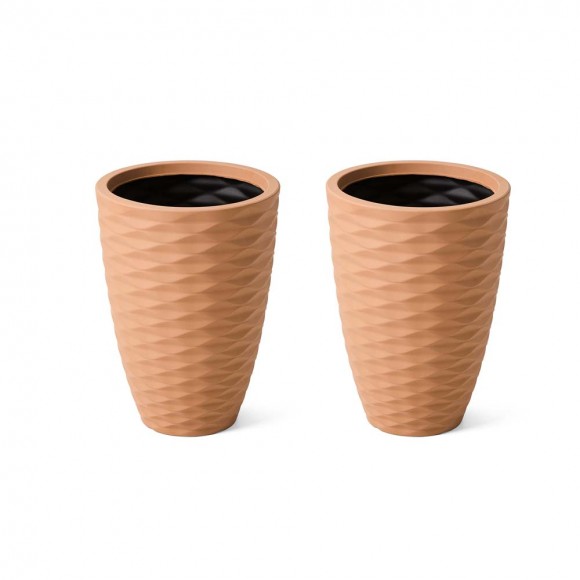 glitzhome Glitzhome Set of 2 Oversized Eco-Friendly HDPE Terracotta Textured Tall Pot Planter