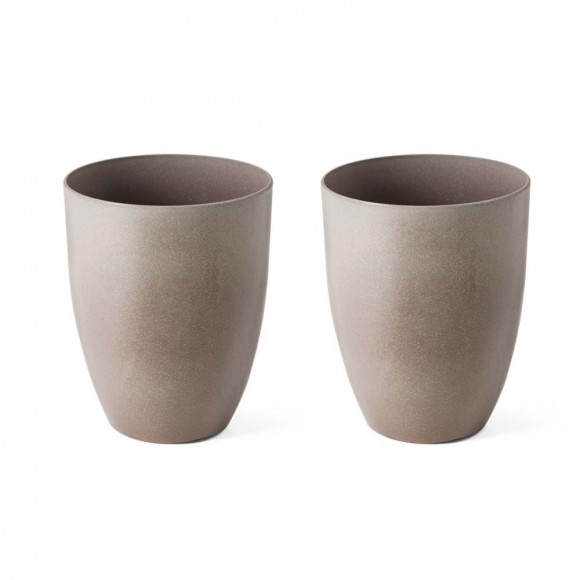 glitzhome Glitzhome Set of 2 Oversized Eco-Friendly PE Sand Beige Faux Ceramic Tall Pot Planter