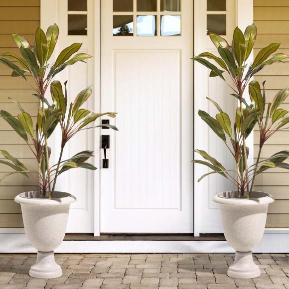 Glitzhome Glitzhome Set Of 2 Oversized Eco-Friendly PE Sand Beige Faux Terrazzo Urn Planter