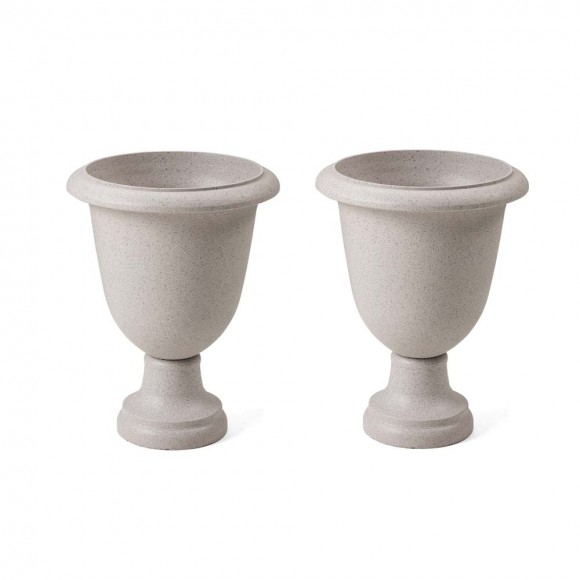 glitzhome Glitzhome Set of 2 Oversized Eco-Friendly PE Sand Beige Faux Terrazzo Urn Planter