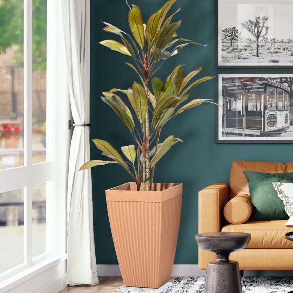 Glitzhome Glitzhome Set Of 2 Oversized Eco-Friendly PE Terracotta Tapered Tall Fluted Pot Planter