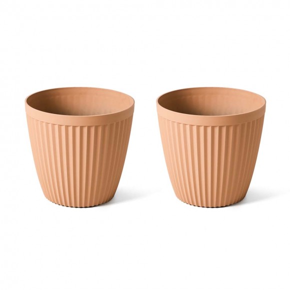 glitzhome Glitzhome Set of 2 Oversized Eco-Friendly PE Terracotta Round Fluted Pot Planter