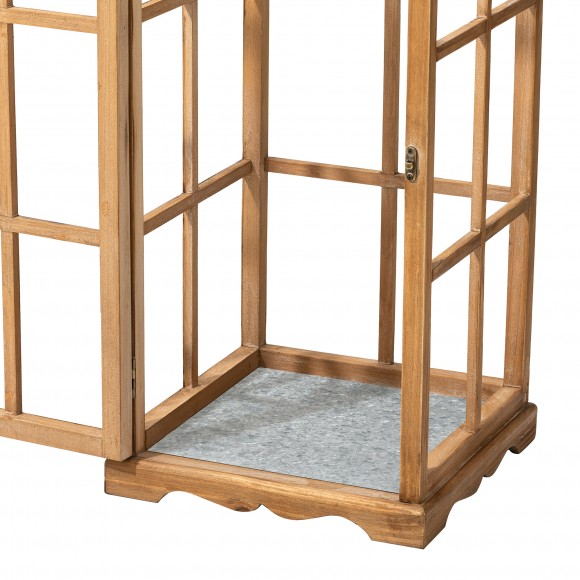 Glitzhome Glitzhome Set Of 2 Oversized Farmhouse Wood/Metal Natural Lanterns