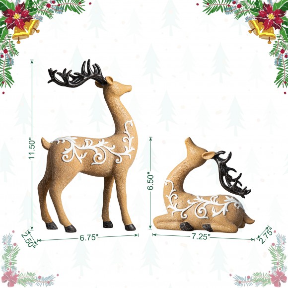 Glitzhome Glitzhome Set Of 2 Resin Christmas Reindeer Table Decor