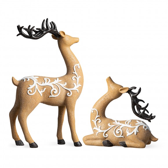 glitzhome Glitzhome Set of 2 Resin Christmas Reindeer Table Decor