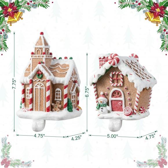 Glitzhome Glitzhome Set Of 2 Resin Gingerbread House Stocking Holders