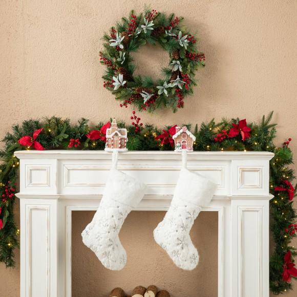 Glitzhome Glitzhome Set Of 2 Resin Gingerbread House Stocking Holders