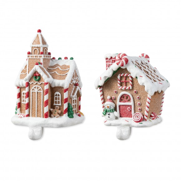 glitzhome Glitzhome Set of 2 Resin Gingerbread House Stocking Holders