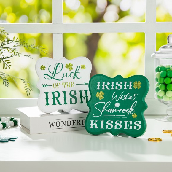 Glitzhome Glitzhome Set Of 2 St.Patrick's Wooden Table Decor