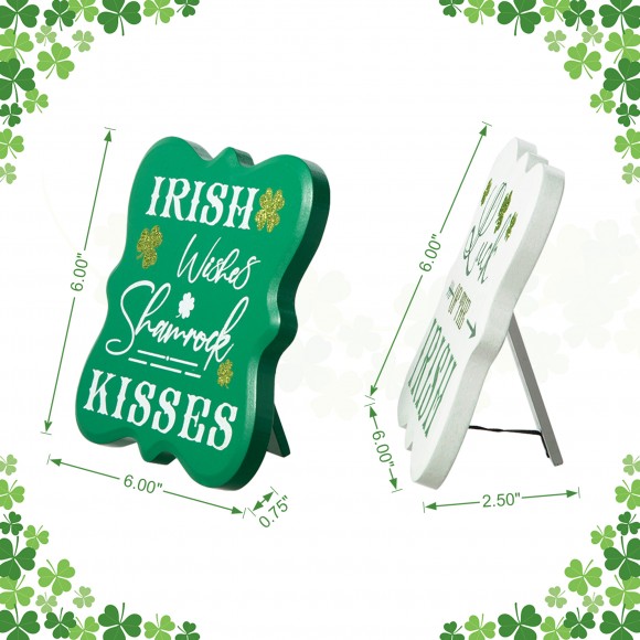 Glitzhome Glitzhome Set Of 2 St.Patrick's Wooden Table Decor