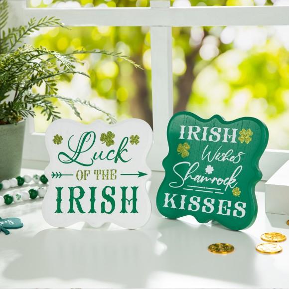 Glitzhome Glitzhome Set Of 2 St.Patrick's Wooden Table Decor