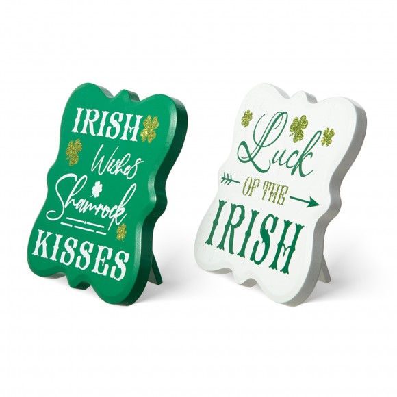 glitzhome Glitzhome Set of 2 St.Patrick's Wooden Table Decor
