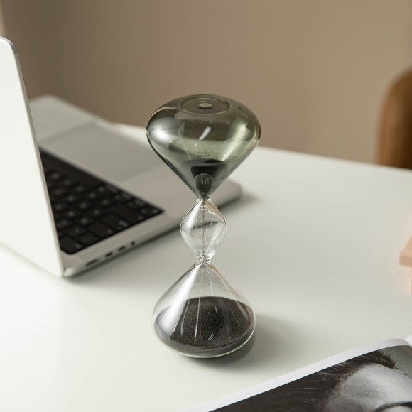 Glitzhome Glitzhome Set Of 2 Tri-Layer Two-Tone Color Hourglasses With Black Sand 15-Minute Sand Timers