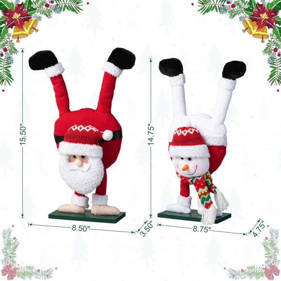 Glitzhome Glitzhome Set Of 2 Upside Down Fabric Santa & Snowman Table Decor