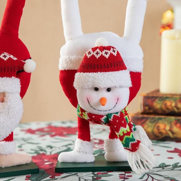 Glitzhome Glitzhome Set Of 2 Upside Down Fabric Santa & Snowman Table Decor