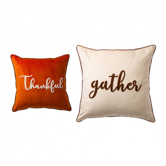 glitzhome Glitzhome Set of 2 Velvet Pillow Cover with Word
