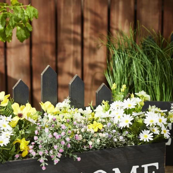 Glitzhome Glitzhome Set Of 2 Washed Black Solid Wood WELCOME Fence-Inspired Planter Stands