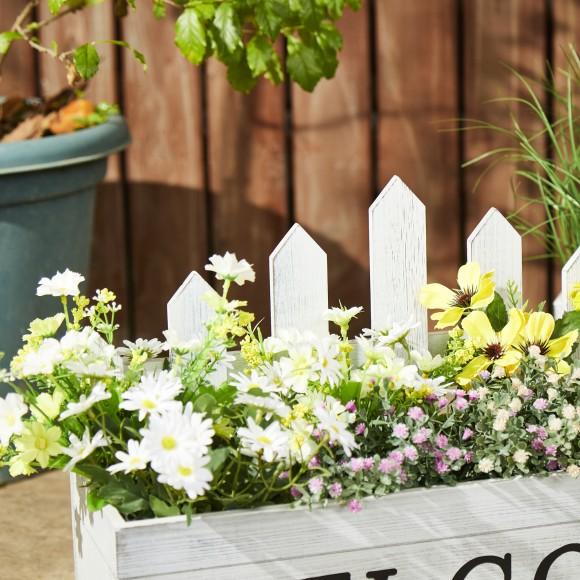 Glitzhome Glitzhome Set Of 2 Washed White Solid Wood WELCOME Fence-Inspired Planter Stands