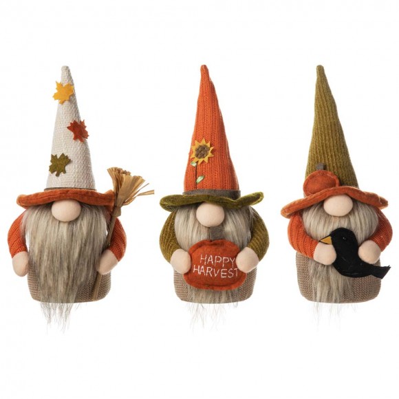 glitzhome Glitzhome Set of 3 13"H Fall Fabric Gnome Decor