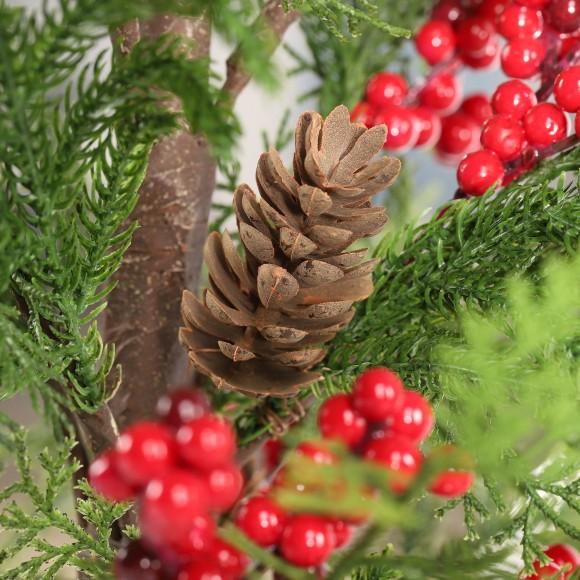 Glitzhome Glitzhome Set Of 3 37.5"H Christmas Greenery PE Dripping Pine Porch Tree Set And Matched 24"D Wreath