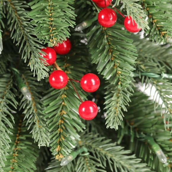 Glitzhome Glitzhome Set Of 3 4ft/6ft/7ft Pre-lit Green Artificial Christmas Porch Tree With Red Berries Pinecones And 250 Warm White Lights 3 Function W/Foot Pedal