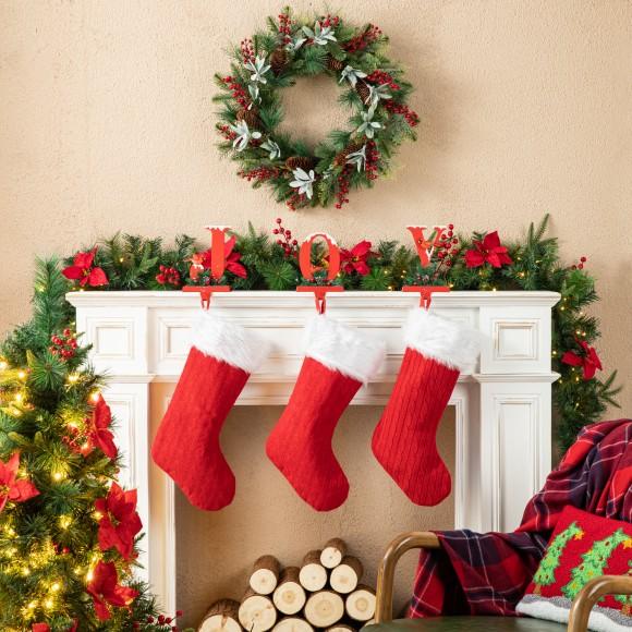 Glitzhome Glitzhome Set Of 3 Christmas Metal JOY Stocking Holders