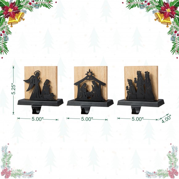 Glitzhome Glitzhome Set Of 3 Christmas Metal Nativity Scene Stocking Holder