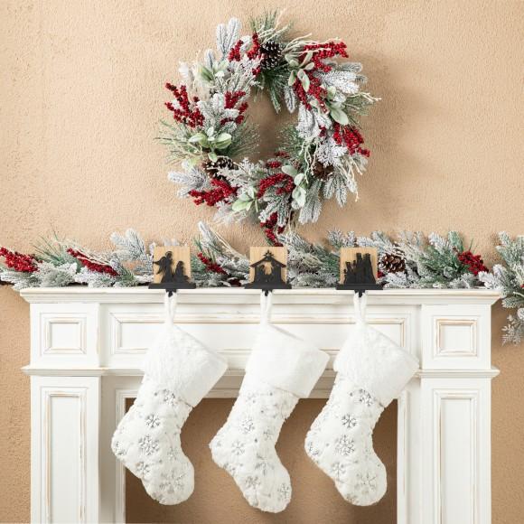 Glitzhome Glitzhome Set Of 3 Christmas Metal Nativity Scene Stocking Holder