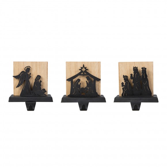 Glitzhome Glitzhome Set Of 3 Christmas Metal Nativity Scene Stocking Holder