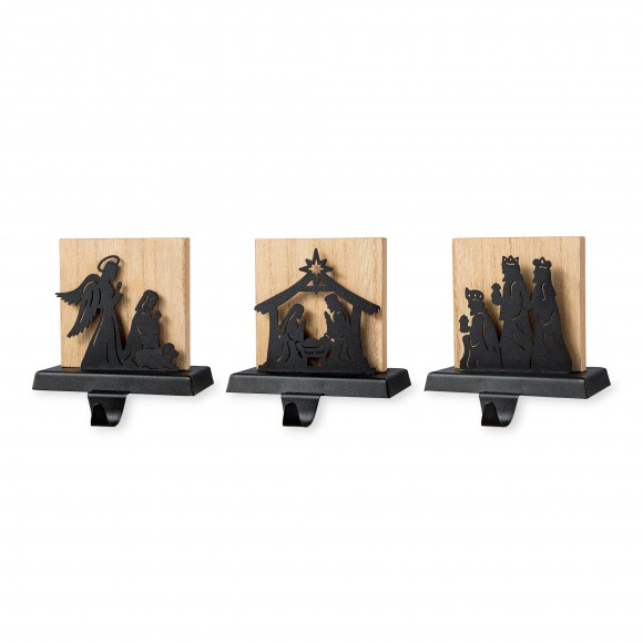 glitzhome Glitzhome Set of 3 Christmas Metal Nativity Scene Stocking Holder