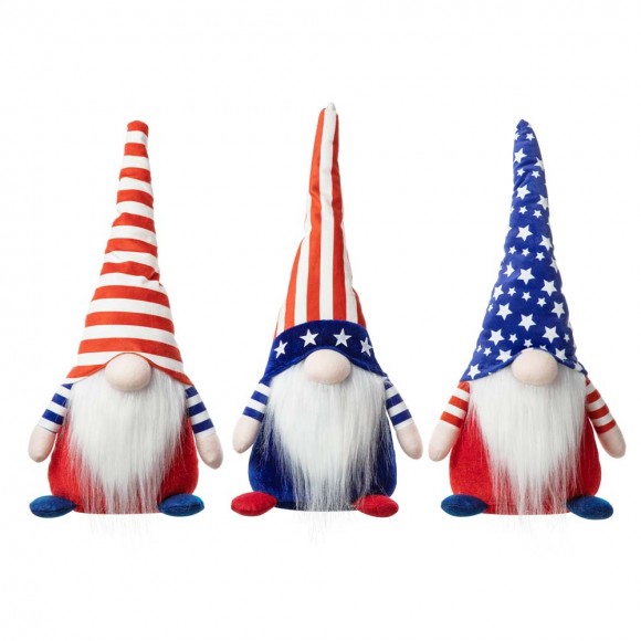 glitzhome Glitzhome Set of 3 Fabric Patriotic/Americana Gnomes Table Décor