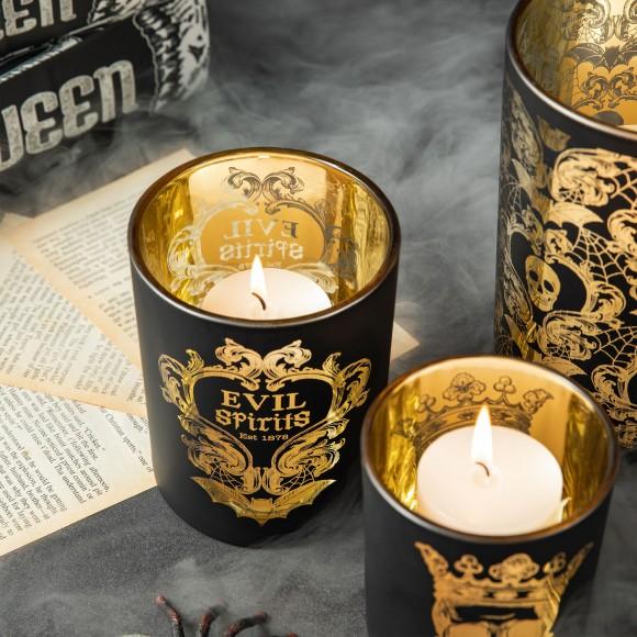 Glitzhome Glitzhome Set Of 3 Halloween Glass Votive/Pillar Candle Holders