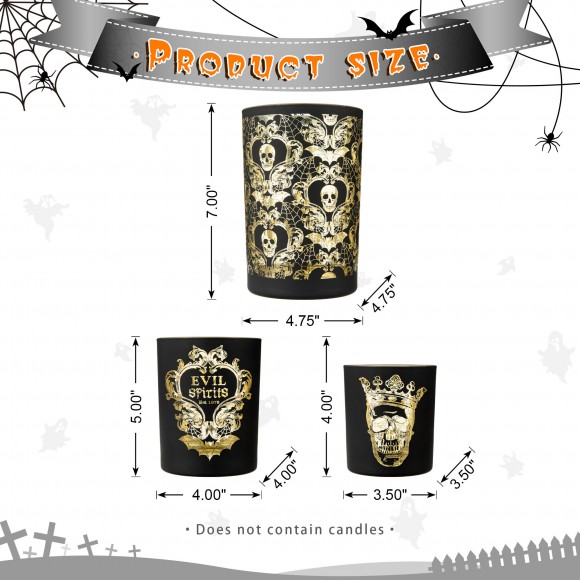 Glitzhome Glitzhome Set Of 3 Halloween Glass Votive/Pillar Candle Holders