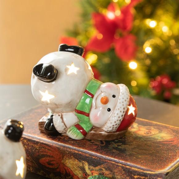 Glitzhome Glitzhome Set Of 3 Lighted Ceramic Snowman Table Decor