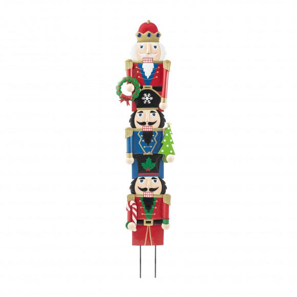 glitzhome Glitzhome Set of 3 Metal Nutcracker Yard Stake or Standing Decor or Wall Decor (Three Function)