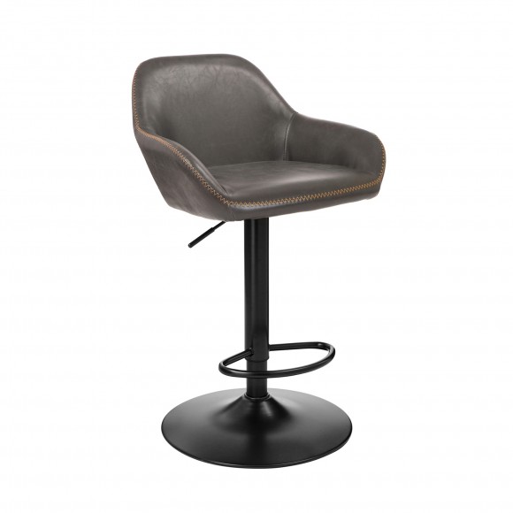 Glitzhome Glitzhome Set Of 3 Mid-Century Modern Gray Leatherette Gaslift Adjustable Swivel Bar Stool
