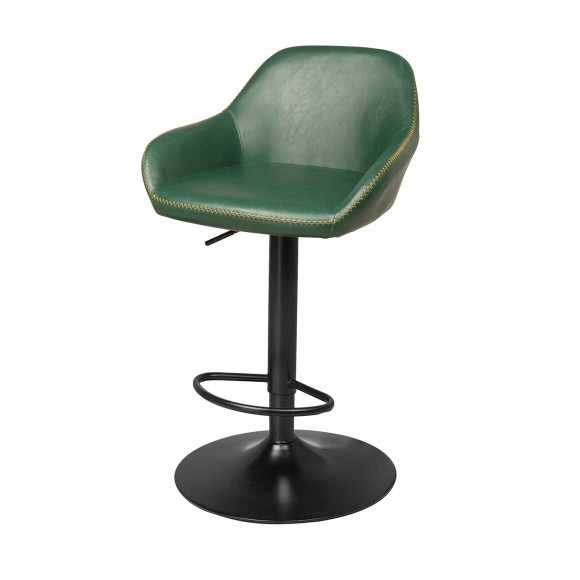 Glitzhome Glitzhome Set Of 3 Mid-Century Modern Hunter Green Leatherette Gaslift Adjustable Swivel Bar Stool