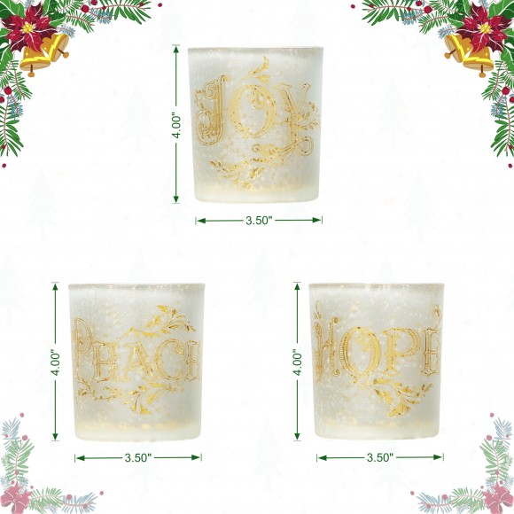 Glitzhome Glitzhome Set Of 3 Nativity Glass Votive/Pillar Candle Holders