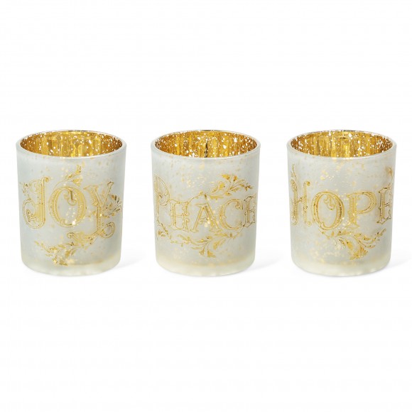 glitzhome Glitzhome Set of 3 Nativity Glass Votive/Pillar Candle Holders
